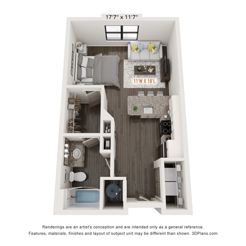 Studio 1 bath at The Augustan, Georgia, 30901